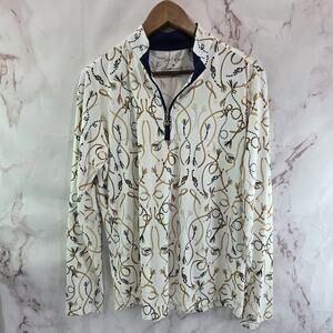 San Soliel Shirt Womens XL White Zip Sun Rope Belt Bridle Western Equestrian UV